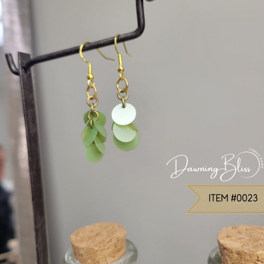 Simple lime Green Lightweight dangle earrings- by Tineka Dawn